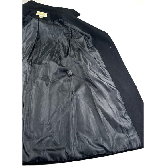 Michael Kors Asymmetric Zip Wool Blend Coat Black Women's Size 8 Belted Hooded - Picture 14 of 16